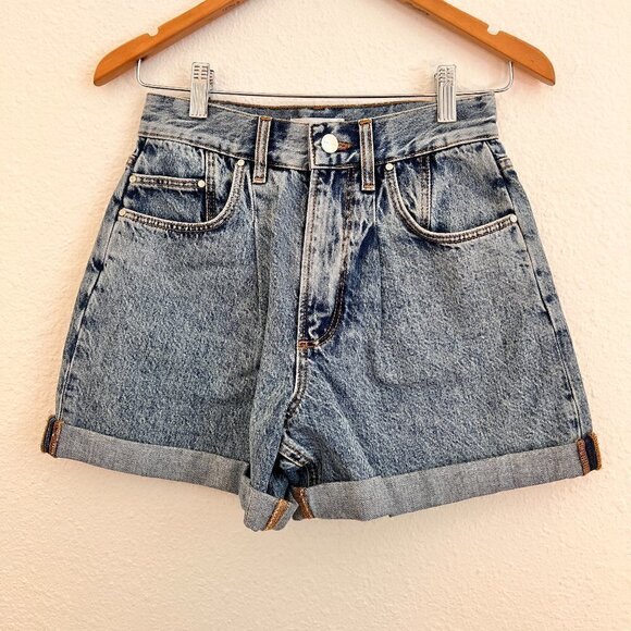 NWT Anine Bing High Rise Vintage Blue Shorts Sample 24‌‌ - Picture 2 of 13